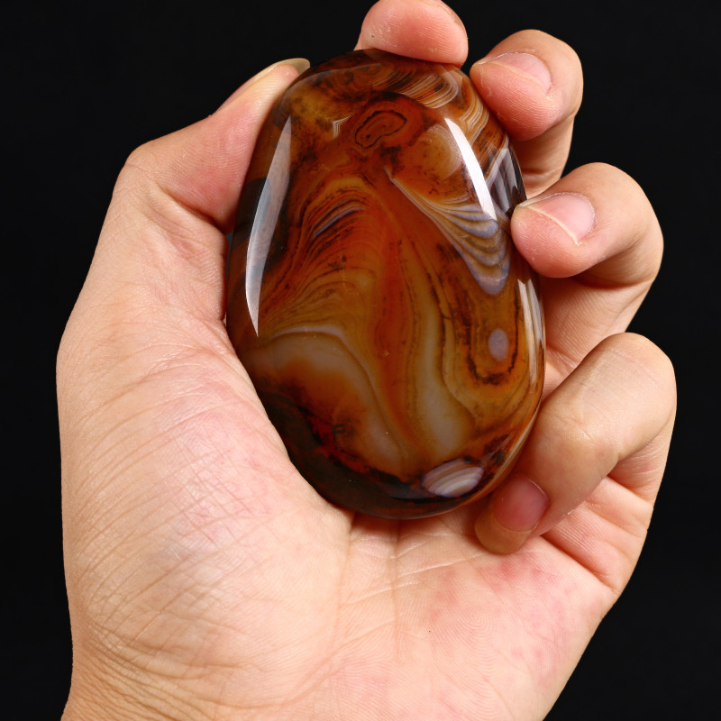 集祥阁 缠丝玛瑙优质原石手把件天然玛瑙原料无优化红玛瑙手玩把玩石