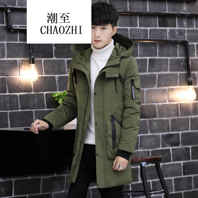 2017新款男士大码日系连帽休闲男士棉衣秋冬加厚中长宽松棉袄时尚百搭潮流男装