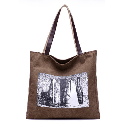 5色可选帆布包新款时尚印花文艺清新帆布女包森系单肩包休闲托特包手提包