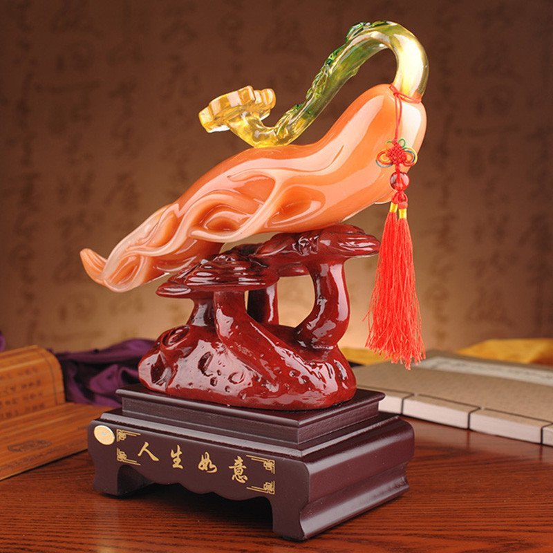 礼艺坊人生如意寿星灵芝贺寿摆件吉祥物家居摆设品工艺品老人生日礼物