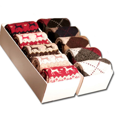 VEACOW10双礼袋装-加厚兔羊毛袜男女情侣款加厚兔羊毛袜中筒男女各5双（款式随机）均码