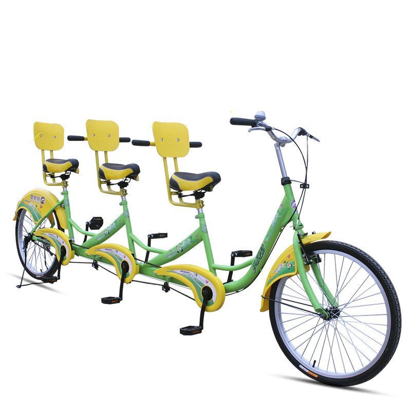 欧伦萨 户外运动三人自行车多人骑三人车24寸不同步双人多人车多人