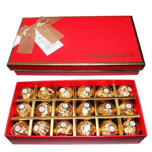 费列罗榛果威化巧克力18粒纸盒圣诞送礼盒装(配礼袋-可代写贺卡)
