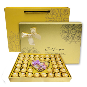 费列罗FerreroRocher榛果威化巧克力48粒纸盒圣诞送礼盒装(配礼袋-可代写贺卡)