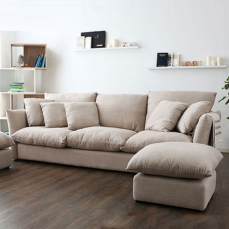 艾窝窝 简约北欧宜家沙发三人布艺沙发日式中小户型羽绒组合沙发棉麻