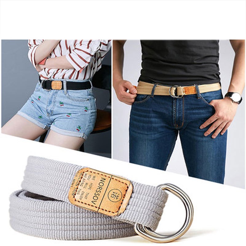 2017年夏季新款双环扣帆布腰带女学生青年皮带男休闲牛仔户外时尚潮流