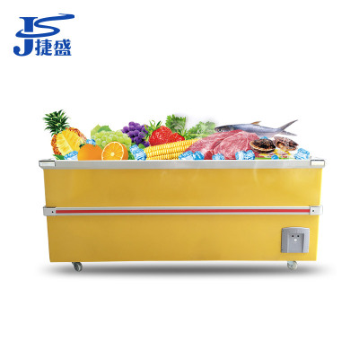 捷盛(Jiesheng) SCWD4-580 580升1.8米黄色玻璃门岛柜 商用大容量卧式冷柜冻肉柜超市大容量冰柜