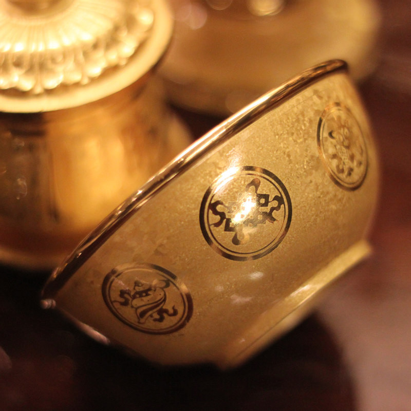 佛教用品结晶加厚净水碗水杯 密宗八吉祥供水碗圣水碗