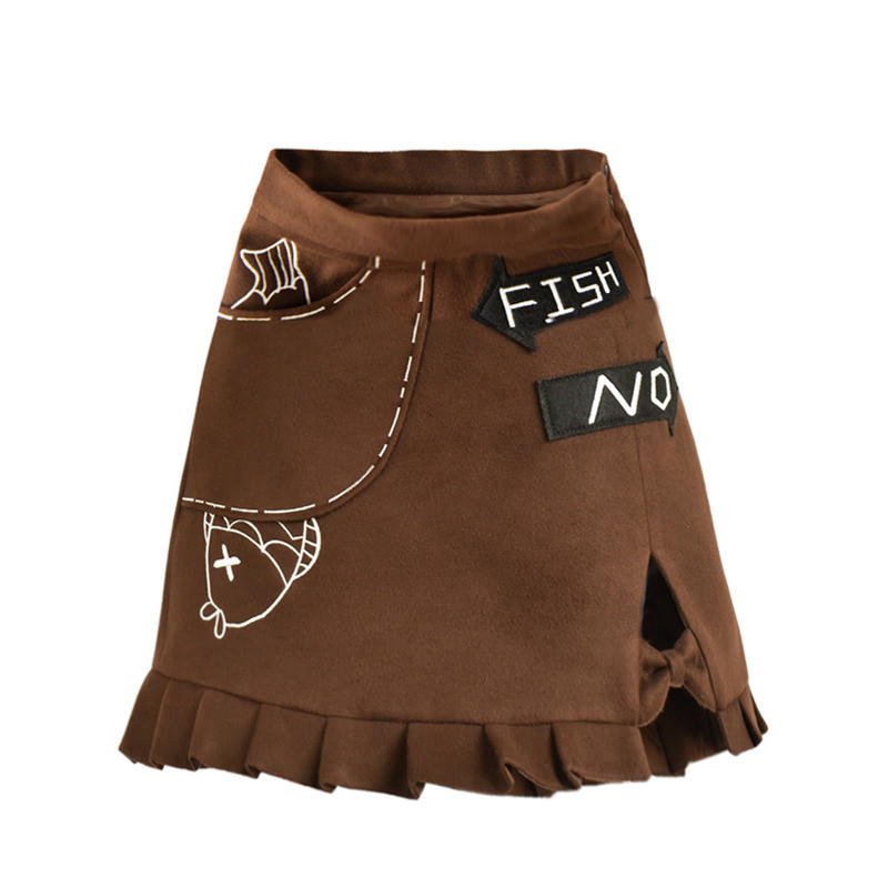 蝴蝶结高腰毛呢短裙半身裙2017秋冬新款女裙