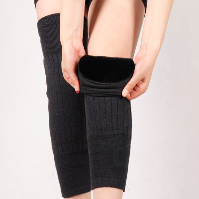 加绒护膝保暖老寒腿冬季膝盖加绒加厚护膝-黑色-黑色绒-M码