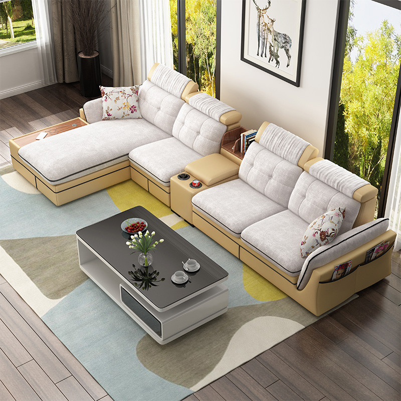 沙发 布艺沙发 沙发组合 皮布沙发 皮布舒适客厅家具小户型懒人三人