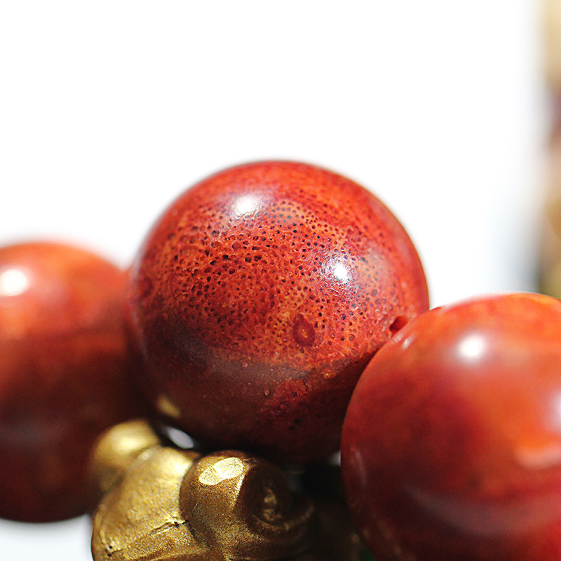 匠意空间 天然海南 a级 草珊瑚 手链 18mm 手工打磨 精工细作 品质