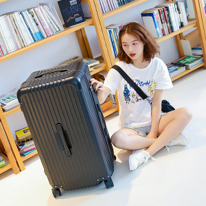 MKJ时尚加厚行李箱女学生拉杆密码箱男超大40旅行箱50寸大容量铝框拉链箱2022新款