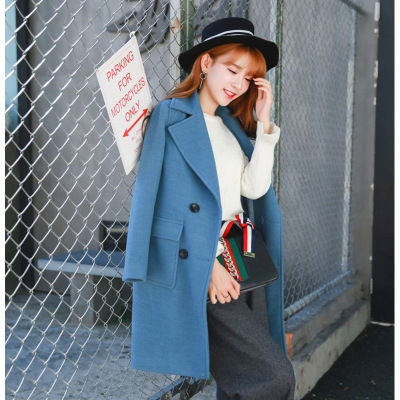 莞馨(wanxin)2016秋冬新款韩版廓形大衣女茧型中长款羊毛呢外套呢子大衣外套女