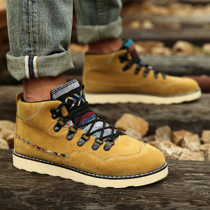 马丁靴男士短靴韩版潮流皮靴沙漠靴高帮军靴工装靴大黄靴男靴子