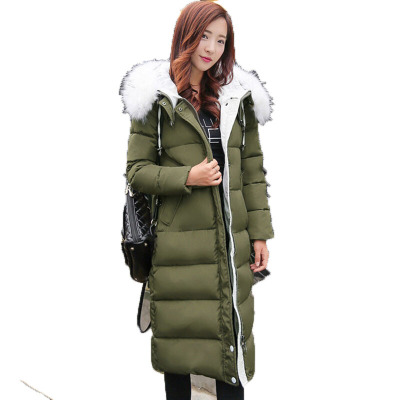 冬装韩版大毛领加长款羽绒服大码女装棉服外套 户外运动休闲保暖外套 长款女