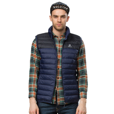 秋冬子款拼色立领男士羽绒服马甲百搭户外运动休闲保暖无袖羽绒服