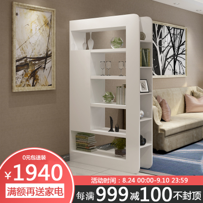 卡梵纳 现代简约 客厅玄关装饰屏风酒柜 双面隔断门厅烤漆黑白间厅储物柜