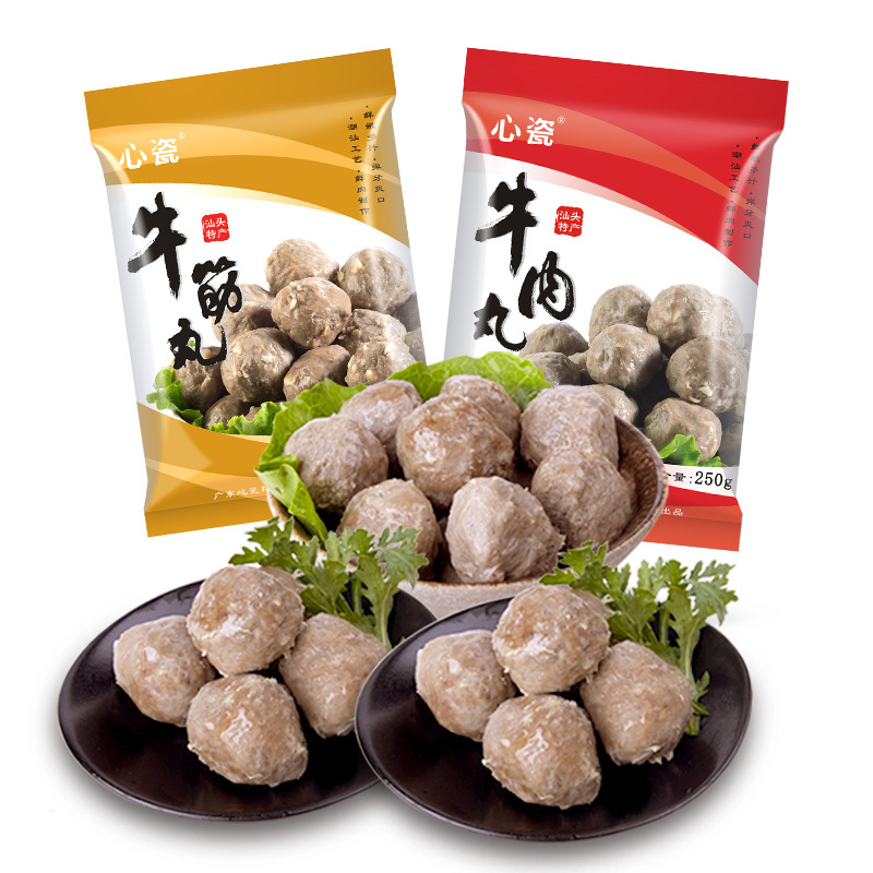 汕尾馆 心瓷 潮汕老味道牛肉丸牛筋丸（各250g） 双拼组合 500g