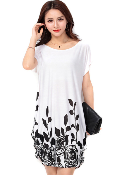 2018夏季新款韩版加肥加大码短袖连衣裙 胖MM宽松显瘦冰丝裙