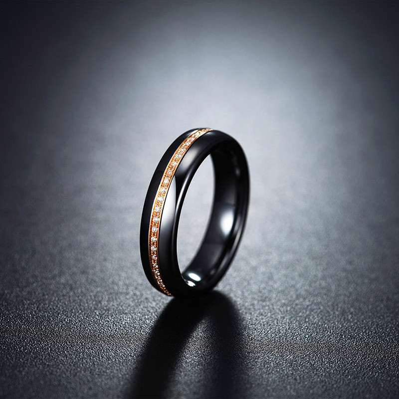 crd克徕帝18k彩金陶瓷戒指钻石戒指男士婚戒时尚结婚戒指q0341