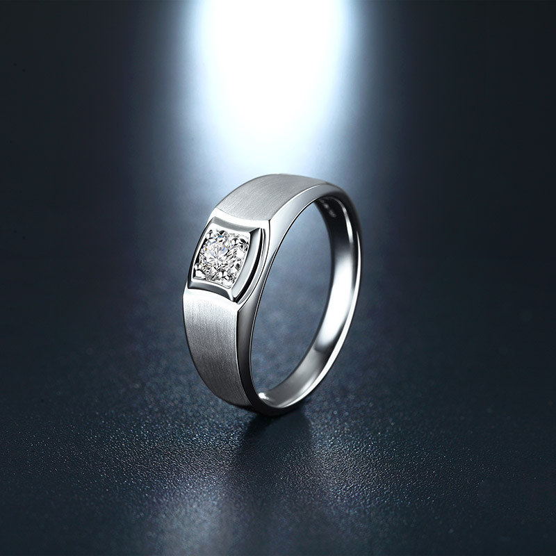 crd克徕帝白18k金钻石戒指结婚戒指男戒b0215