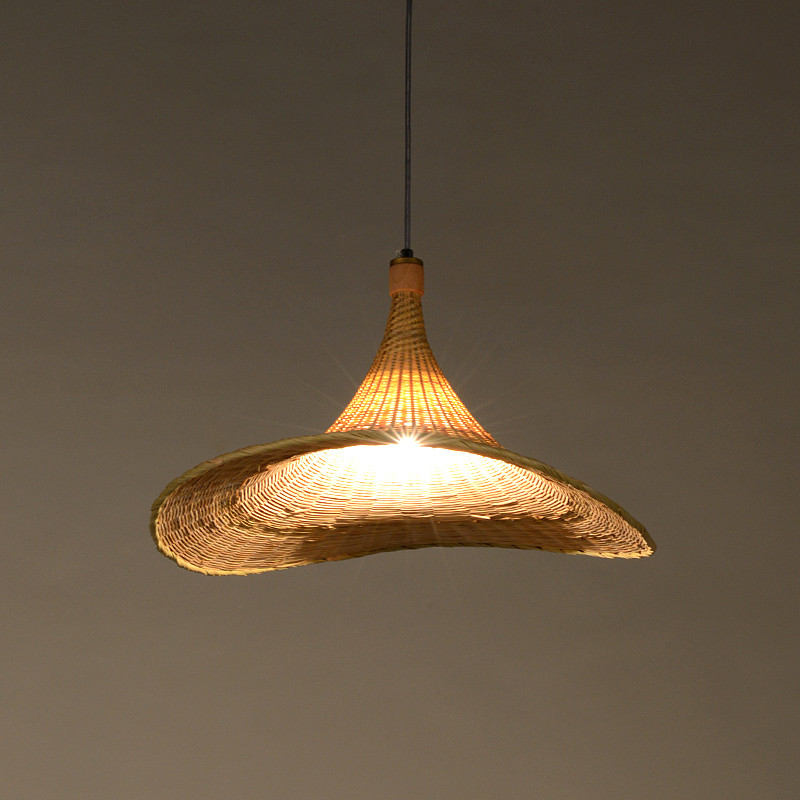 揖美 平田 特色手工艺品 竹编工艺 斗笠吊灯 小号