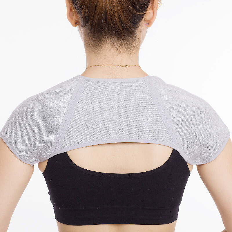 睡觉春夏季男女士月子坎肩透气中老年肩膀护颈椎防寒灰色睡觉护肩薄款