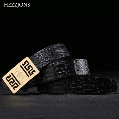 赫泽琼斯HEZZJONES纯铜扣皮带进口树膏皮真皮腰带商务休闲百搭皮带青年潮男发型师腰带黑色