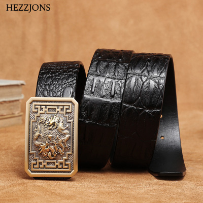 赫泽琼斯HEZZJONES纯铜扣复古皮带进口意大利树膏皮真皮腰带青年休闲板扣腰带牛仔裤皮带黑色+纯铜扣