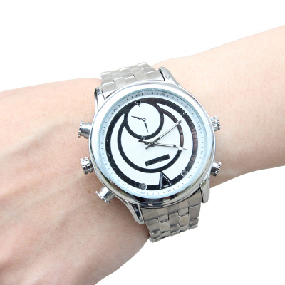 经典S款红外夜视摄像手表 录像机 录音运动表 拍照设备 高端高清微型摄像头 金银表链 标配32G内存卡