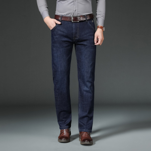 金盾(KIN DON)新款牛仔裤男冬季厚款微弹力修身休闲裤男青年裤子男直筒长裤装男士牛仔裤