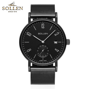 梭伦(SOLLEN)手表男士超薄款时尚休闲潮流男表简约休闲石英表学生皮带防水钢带SL-9045