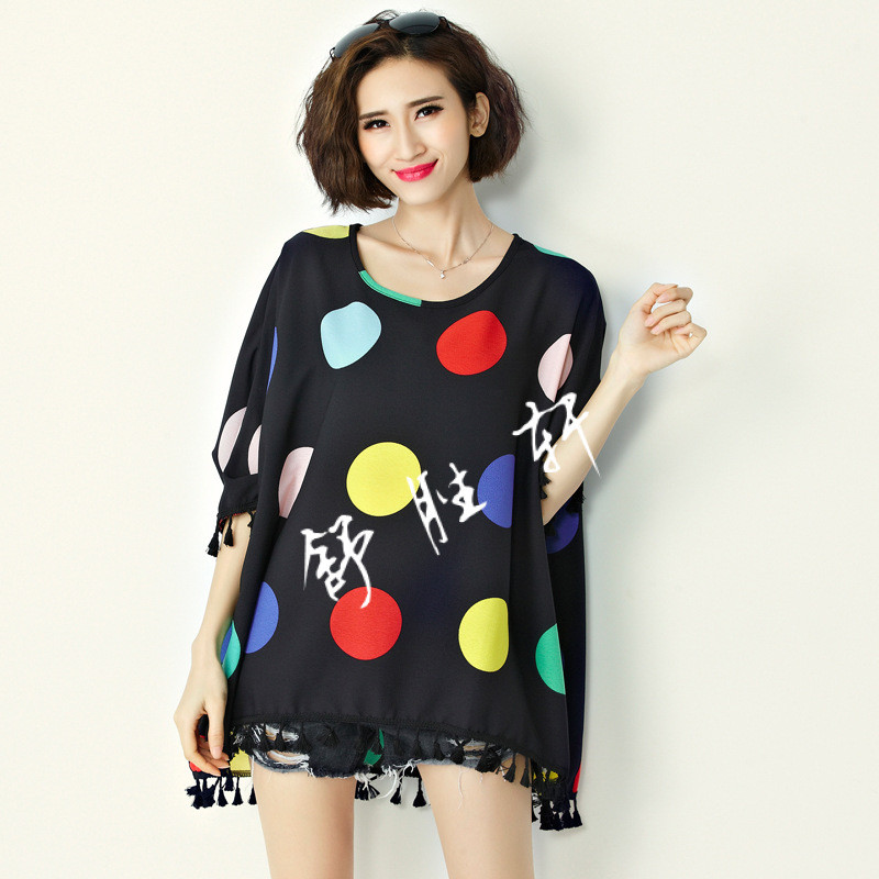加肥加大码女装200斤夏季短袖t恤上衣服宽松女士胖mm显瘦雪纺衫潮