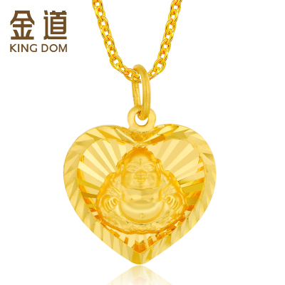 金道黄金 足金吊坠开心笑佛弥勒佛吊坠佛缘项链新款