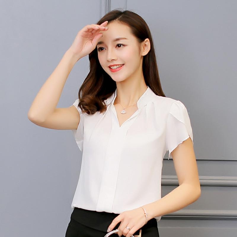 mtinyv领衬衫女短袖夏季新款韩版女装短款纯色宽松褶皱雪纺上衣 潮