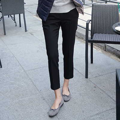 薇侣2017春秋新品休闲九分裤修身阔腿直筒裤显瘦九分裤西装裤哈伦裤女