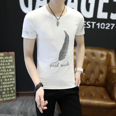 薇侣2017新品夏季圆领宽松短袖男士t恤男潮薄款韩版2017纯色纯棉新款夏装