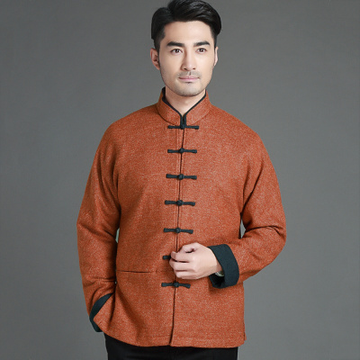 娉语中式唐装男秋冬中老年人爸爸装立领长袖外套中国风休闲汉服中山装