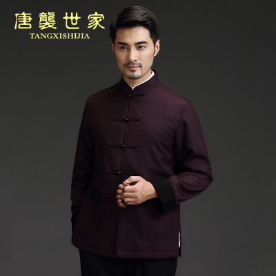娉语中老年唐装春秋季长袖外套中式立领男上衣中国风休闲复古大码汉服