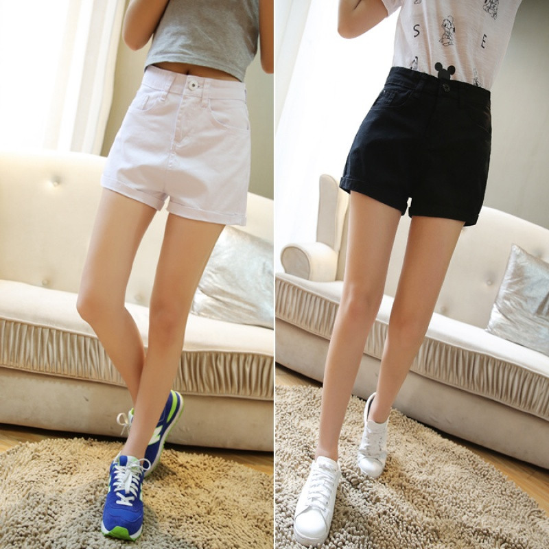 828新款白色高腰牛仔短裤女夏2017新款大码百搭休闲宽松显瘦薄阔腿卷