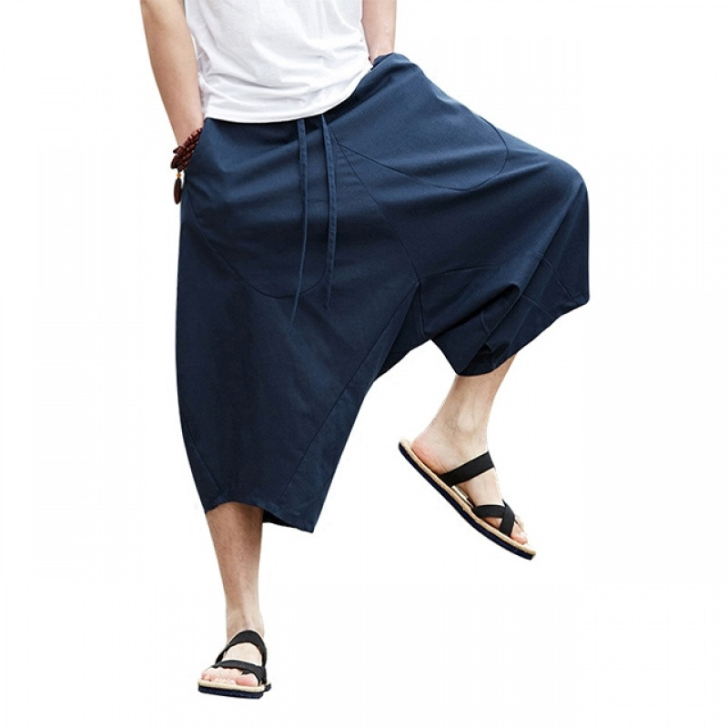 2017泰国裤子灯笼裤男宽松亚麻棉麻哈伦裤尼泊尔七分阔腿大裆裤短裤夏