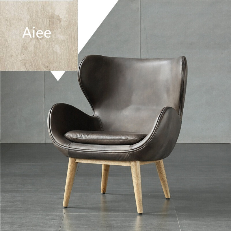 aiee头层苯胺皮/复古/怀旧/m扶手椅/单人沙发款 默认颜色 头层苯胺皮