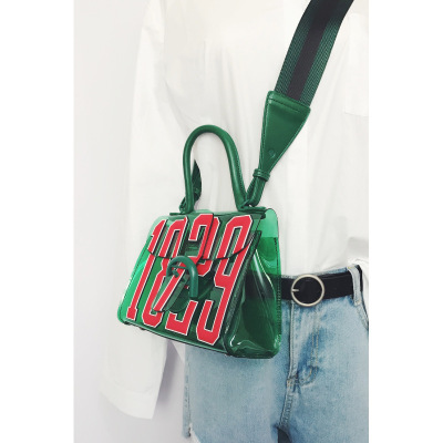 1829透明包恶搞女包2017年新款3d字母浮雕果冻包手提包