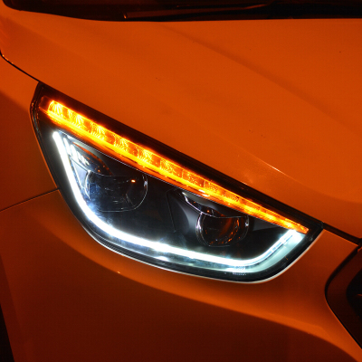 现代IX35大灯总成改装光导日行灯双光透镜氙气灯LED转向灯现代IX35专用氙气大灯总成大灯总成(有氙气灯)单只七天无理