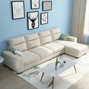 阿斯卡利小户型北欧简约日式可拆洗乳胶木三四人位直排整装布艺沙发客厅