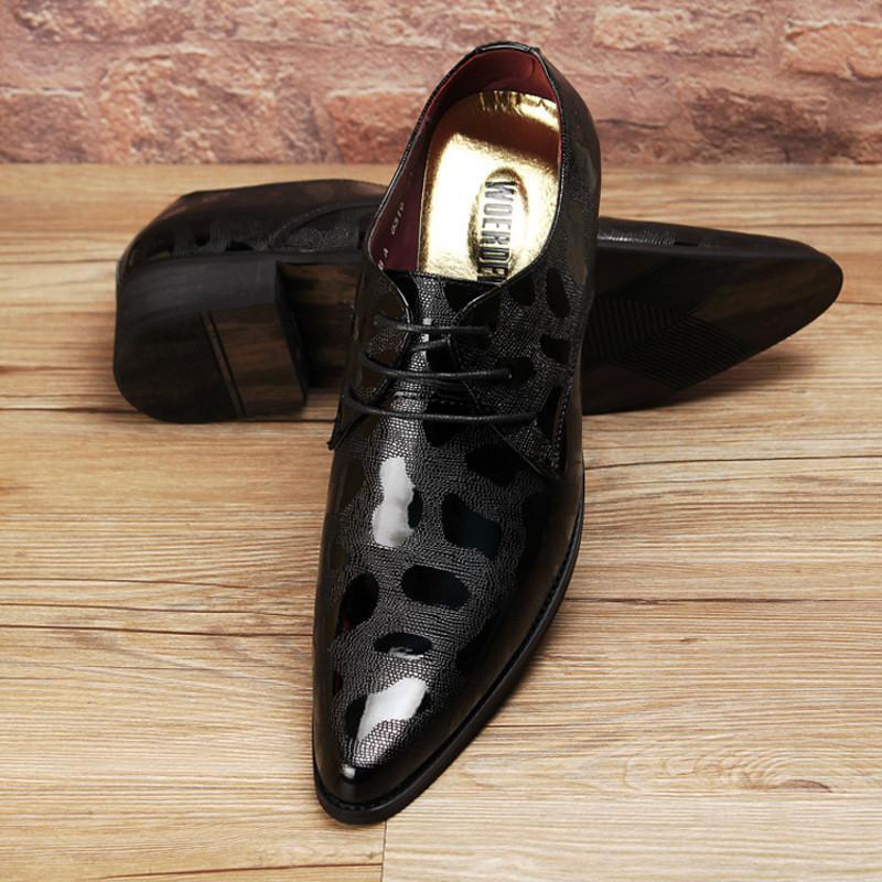 秋款男士高跟皮鞋时尚潮男夜店发型师男鞋超尖头英伦风增高鞋