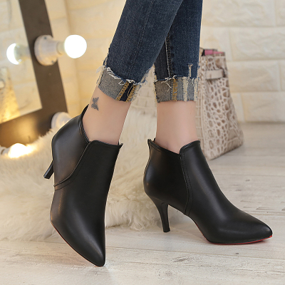 902新款2017秋季新款高跟细跟韩版百搭英伦女鞋短靴细跟马丁靴时尚女靴子定制