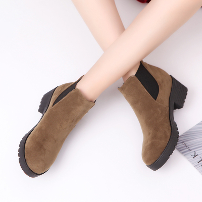 bw9新款2017新款秋冬季短靴女鞋马丁靴英伦风厚底磨砂中跟加绒粗跟女靴子定制