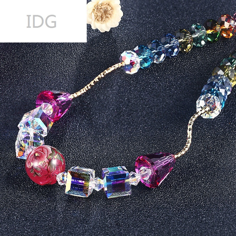 idg采用施华洛世奇元素水晶项链彩虹毛衣链长款女百搭衣服挂件闪礼物